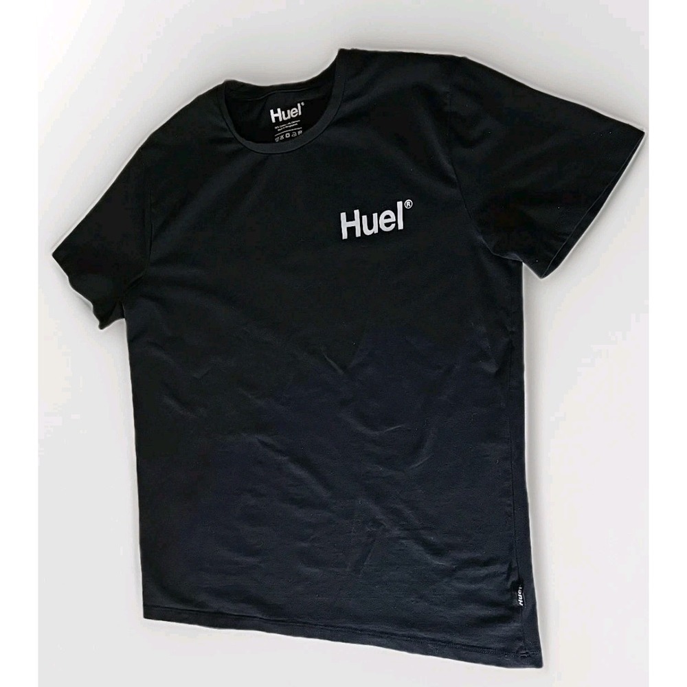 NWOT Huel Mens XXL Black Cotton Casual Gym Fitness T-Shirt Short Sleeve Active